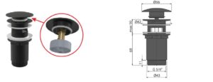 Alcaplast A392BLACK Mosdó leeresztő clik-clack fekte dugóval