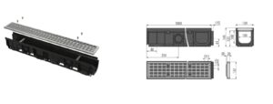 Alcaplast AVZ102-R103 Kültéri folyóka horganyzott ráccsal