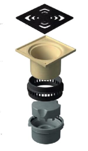 Pestan P-10 Kültéri összefolyó függőleges elfolyással 110 mm 144x144 öntött fedrács