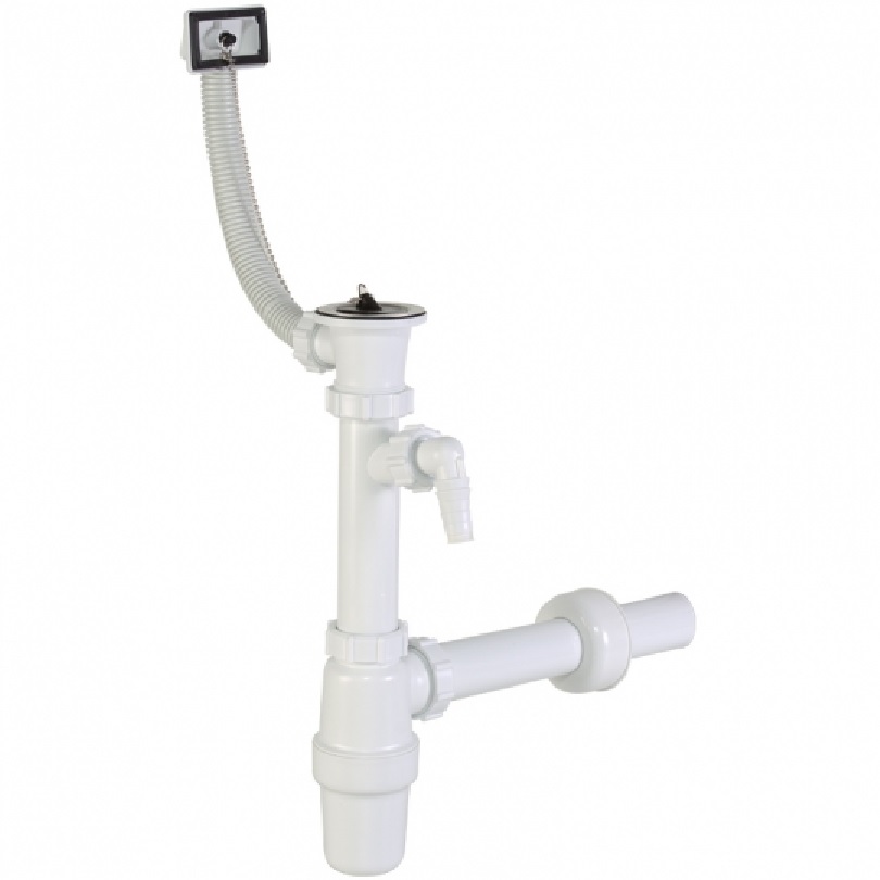 Styron Egymedencés Mosogató szifon túlfolyóval+mosogép csatlakozóval