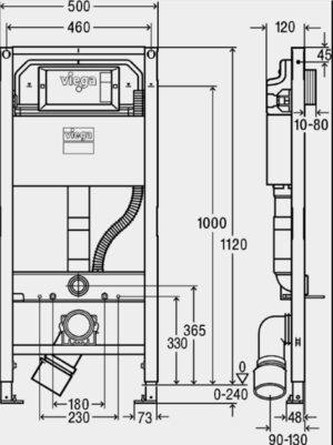 Viega S1 Prevista Dry WC elem méretek 8522