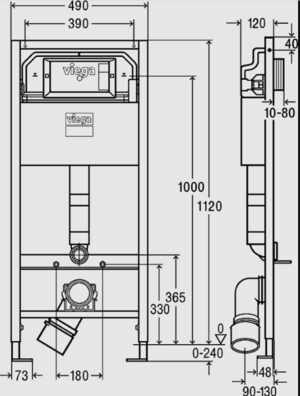 Viega S1 Prevista Dry WC elem méretek 8524
