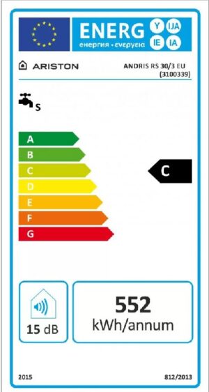 Ariston AN RS 30 0/3 Eu 30l villanybojler felsős (3100339) Energia cimke