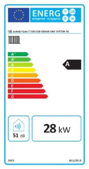 Ariston Genus One System 30 Fali fűtő kondenzációs gázkazán (3301028) Energia cimke