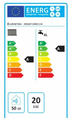 Ariston Cares S 24 Fali Kombi kondenzációs gázkazán Energia cimke