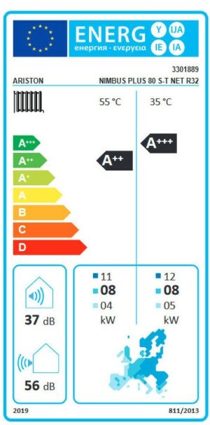 Ariston Nimbus Plus 80 S-T Net R32 Split Hőszivattyú 8 kw (3301889) Energia cimke