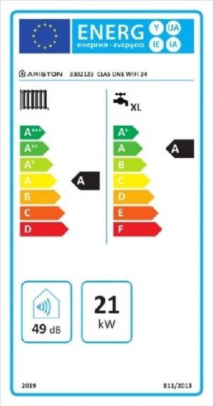 Ariston Clas One Wifi 24 Kondenzációs kombi gázkazán (3302123) Energia cimke