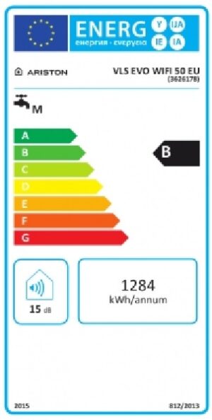 Ariston Velis Wifi 50 Villanybojler (3626323) Energia cimke