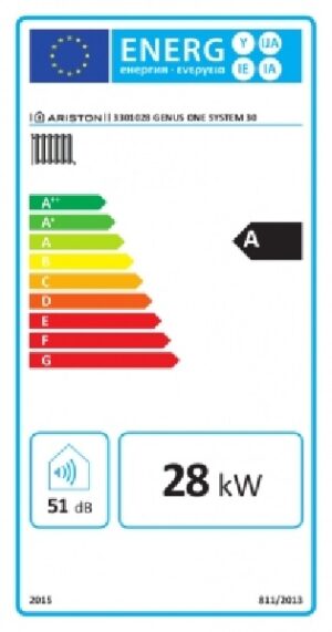 Ariston 3301778 Genus One +Wifi 30 fali kombi kondenzációs Gázkazán Energia cimke