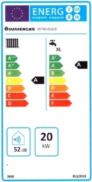 Immergas Victrix Zeus 25 fali beépített tárolós kombi kazán Energia cimke
