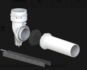 Tricox PPS rövidett bekötő könyök 80 mm tartó sinnel