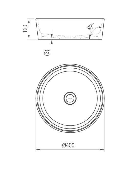 Ravak Moon mosdó 1 fehér túlfolyó nélkül műszaki rajz